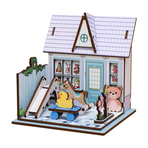 Eenvoudig pretpark miniatuur DIY huis bouwpakket architectuurmodel met poppenhuis meubels complete miniatuur bouwset - Product Image 1