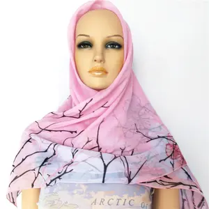 Voile Scarf Muslim Hijab Hot Sale High Quality Digital Printed Tudung Islam Malaysia for Women Hijabs Custom Size Newest Printed