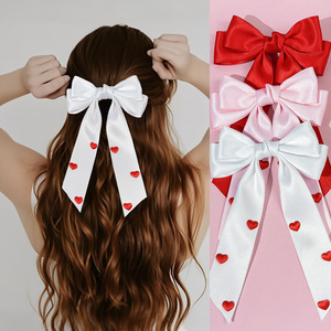 Jepit Rambut Pita Merah Bentuk Hati Valentine GENYA Terbaru untuk Wanita, Jepit Rambut Cantik dan Manis untuk Wanita, Aksesoris Rambut Fashion - Product Image 2