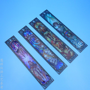 Marcapáginas de Acero Inoxidable con Diseño Hueco de 90x30mm, Impresión UV de Anime, Marco de Resina Transparente, Papelería - Product Image 1