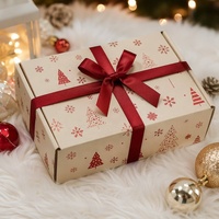 Boîte d'expédition en carton ondulé personnalisée avec logo rose or, imprimé arbre de Noël, couleur pleine, pour cosmétiques et cadeaux
