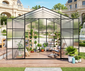 Serre <span class=keywords><strong>de</strong></span> jardin DIY 10x12 pieds en polycarbonate, facilement assemblable, résistante aux UV, avec structure en aluminium, kit d'outils écologique pour la maison et le jardin - Product Image 3