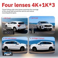 Cámara para Auto de Alta Velocidad con WiFi 5G, 4 Canales, 360°, 4K, con Sensor G, Visión Nocturna, Grabador de Video con IA, DVR para Auto