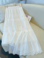 Jupe longue taille empire anti-rides, style vintage français, douce et ample, superpositions pour plus de volume et de grâce, idéale pour les occasions estivales élégantes