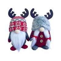 Paigo 2026 Nouvelle Poupée en Peluche Gnome de Noël Rouge et Gris, Père Noël Sans Visage, Créative, avec Bois de Cerf, Ornement Rudolph, Style Européen-Américain