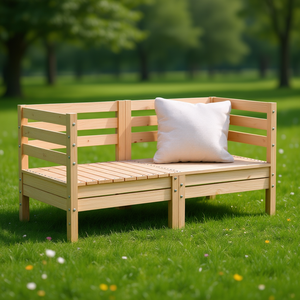 Sofá Modular de Madera de Pino para Jardín, Dos Plazas, Construcción Sólida, Muebles de Exterior, Diseño Minimalista - Product Image 2