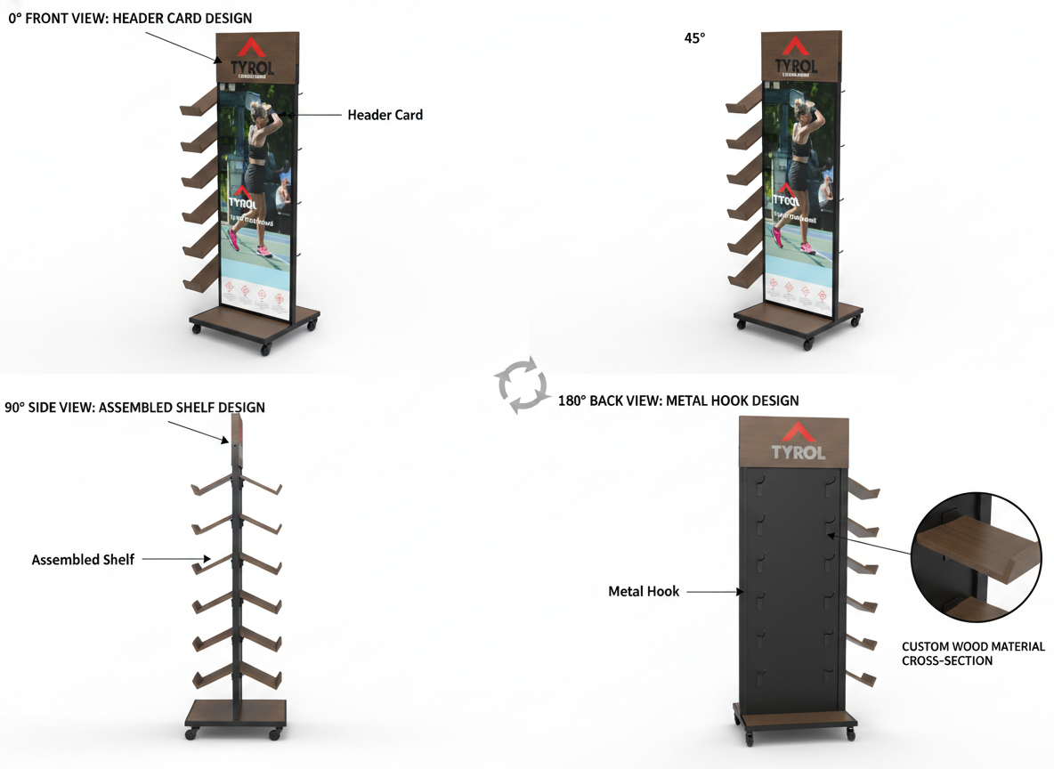 Custom Wooden Shoe Display Rack Stand for Sneakers Sports Shoes Retail Store Floor Display Shelf Clothing Rack — view 3