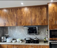 Papan Kayu Jati Sambungan Jari dengan Serat Alami, Tepi Terpaku, Panel Kayu Solid untuk Lemari