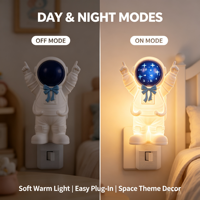 Veilleuse LED à brancher en forme d'astronaute de dessin animé, OEM, directement de l'usine, 360° ° Lampe de nuit pour chambre d'enfant à lumière douce et chaude avec prise rotative, vente en gros