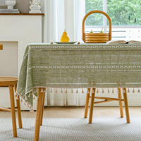 Nappe en polyester à franges rayées, crochetée ajourée, lavable, durable, réutilisable, pour table à manger, décoration intérieure