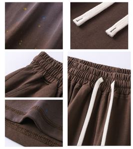 Shorts pour hommes classiques, décontractés, vintage, surdimensionnés, avec logo personnalisé imprimé, en tissu éponge 100% coton 325 g/m², lavés à l'acide - Product Image 4