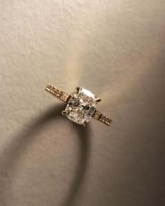 Premium Prong Set <b>Cushion</b> Cut Lab Created Diamond <b>Ring</b> 1.0-2.5 CTW in 9K 10K 14K 18K Yellow White Rose Gold Engagement <b>Ring</b> - Product Image 4