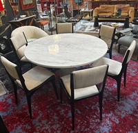 Table à manger ronde en marbre blanc poli moderne de luxe, grande dalle, 6/8 places, durable et imperméable, pour salon, villa, usage intérieur