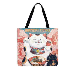 日本招财猫印花手提袋购物袋可爱女原宿Ulzzang垃圾手提袋购物袋 - Product Image 6