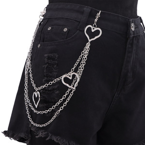 Chaîne de taille en forme de cœur Yueli, multi-couches, en argent tibétain, accessoire de mode hip-hop pour hommes et femmes, à porter au quotidien - Product Image 2