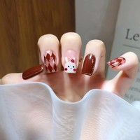 24pcs Couverture Complète Style Français Faux Ongles Durable PVC ABS Pointe Pré-Collée Modèle de Conception de Doigt Artificiel