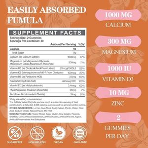 OEM private label calcio magnesio zinco integratori di gummie con vitamina D3 K2 & B complesso vegano - Product Image 3