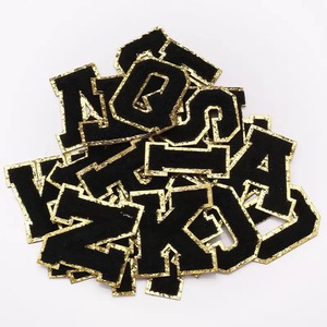 Patchs lettres chenille colorés avec bordure pailletée dorée, alphabet universitaire, thermocollants, appliques brodées en tissu éponge pour sacs DIY - Product Image 5