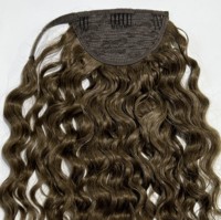 Queue de cheval bouclée et ondulée à enrouler, sans nœuds, sans perte de cheveux, extensions de cheveux humains slaves pour femmes - Prix de gros