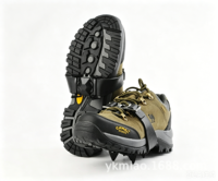 Crampons à glace YAMA à 4 griffes en acier au manganèse et caoutchouc – Portables, pliables, imperméables, pour la randonnée sur glace en toutes saisons
