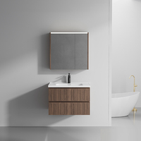 Meuble de salle de bain mural en PVC imperméable avec double tiroir, résistant à l'humidité, livraison rapide directe d'usine, personnalisable