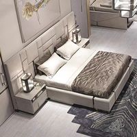 Ensemble de meubles de chambre à coucher de luxe Furnistyle, lit double king size avec rangement, en MDF, pour la maison, les hôtels et les villas
