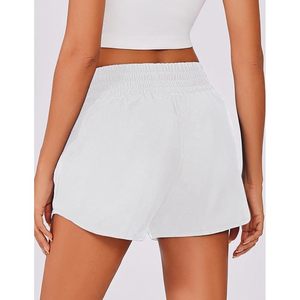 Pantalones cortos para correr de cintura alta FOXA con bolsillos con cremallera para mujer, pantalones cortos deportivos ligeros para entrenamiento en gimnasio, forro de malla de secado rápido - Product Image 2