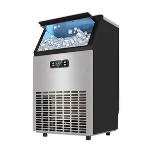 Pembuat es batu otomatis 60kg, mesin pembuat es batu kecil komersial rumah, mesin pembuat es untuk bisnis penjualan makanan minuman
