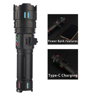 Lampe <span class=keywords><strong>torche</strong></span> rechargeable <span class=keywords><strong>3000</strong></span> <span class=keywords><strong>lumens</strong></span>, laser blanc 30W, LED haute puissance, type C, en alliage d'aluminium - Product Image 5
