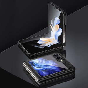 Fourniture transfrontalière adaptée au Samsung ZFlip6 / Téléphone pliable à 50 % moins cher avec étui intégral en cuir électroplaqué à motif litchi - Product Image 4