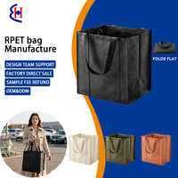 Sac de courses pliable en non-tissé laminé, avec côtés rigides et fond rigide, certifié OEKO-TEX, poignée en tissu, fabrication en usine