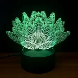 7 colores LED luz dormir iluminación 3D flor de loto en forma de lámpara de Mesa de Regalos de los niños dormitorio Decoración