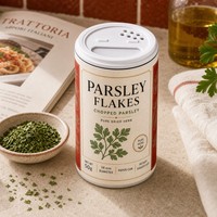 Contenant en papier alimentaire en gros avec couvercle doseur pour l'emballage de feuilles de persil hachées, logo personnalisé, usine OEM