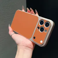 Coque de téléphone en cuir PU tendance avec grande fenêtre pour appareil photo, design mat de luxe antichoc pour iPhone 14, compatible avec 17 et 18 Pro Max