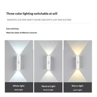 Lampe murale LED intelligente à détecteur de présence humaine, auto-adhésive, à chargement magnétique, double œil-de-chat, à intensité variable, design moderne