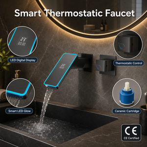 Robinet de salle de bain cascade monocommande chaud/froid multifonctionnel pour hôtel et appartement, H - Product Image 1