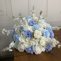 Boule de fleurs artificielles en soie bleue et blanche, centre de table de mariage, 40 cm, 50 cm, 60 cm, arrangement de bouquet de fleurs pour restaurant et mariage