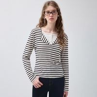 VEGA CHANG Fashion Wanita Kaos Henley Lengan Panjang Kerah Setengah Kancing Polos Warna Solid Lembut Bernapas Longgar Kaos Dasar