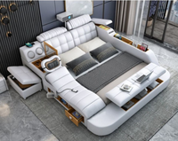 Hotsale Luxus Leder Smart Bed Multifunktion ale King Size Plattform Verstellbarer gepolsterter Stoff Soft Bed Music Speaker MDF