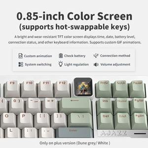 AJAZZ QS87 numerical aluminum mechanical <b>keyboard</b> thin film transistor display USB interface wireless three-mode <b>keyboard</b> - Product Image 3