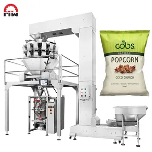 Complete Set Food Grade Full Automatic Electronic Scale Weighing Granular Pack Popcorn Jerky Chips Bag Package Packing Machine