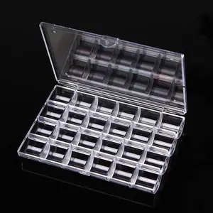 24 Grids Plastic Lege Nail Opbergdoos Organizer Case Clear Transparante Nail Art Rhinestone Tips Sieraden Kralen Container