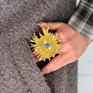 Anillos de Moda con Ojos Malvados Grandes y Circonitas, Chapados en Oro de 18K, Resistentes al Deslustre, Juego de Anillos de Lujo para Mujer - Product Image 2