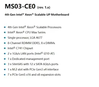 MS03-CE0 Motherboard Server ATX Rekondisi Mendukung Empat Generasi ke-5/ke-4 LGA4677 DDR4/DDR5 RDIMM 8 Slot DIMM Terintegrasi SATA