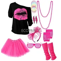 Costume de fête rétro sur le thème des années 1980 pour femmes, costume de fête des années 80, costume d'Halloween, Disfraz Mujer, costume sexy pour femmes, chemise d'anime