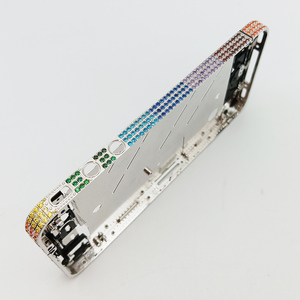 Sẵn sàng phong cách cổ phiếu cho iPhone 4 bạch kim mạ điện thoại khung với tay Inlayed đầy màu sắc Zircon bezel giữa khung - Product Image 6