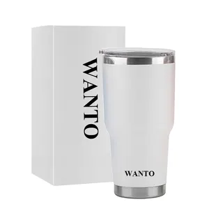 Wanto 20oz 30oz 2022 Top Ranking Stainless Steel Christmas White Powder Coated Vacuum Insulated Wine Tumbler For Sale