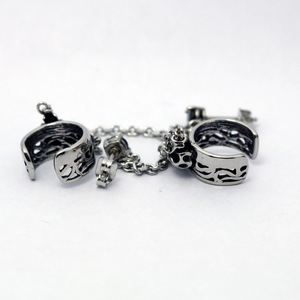 Pendientes de aro con forma de calavera con alas yunnique, cadena de acero de titanio 316, estilo punk, joyería de moda europea y americana - Product Image 4