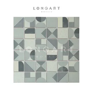 China Manufacturer Recycled Glass Mosaic Tiles Geometric Figure Glass Mosaic For Kitchen Backsplash