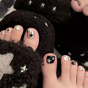 24 pièces <span class=keywords><strong>blanc</strong></span> doux Cool Flash Star Design Nail Art <span class=keywords><strong>faux</strong></span> ongles pièces <span class=keywords><strong>pied</strong></span> armure inspiré par Ins vent pour fille chaude - Product Image 1